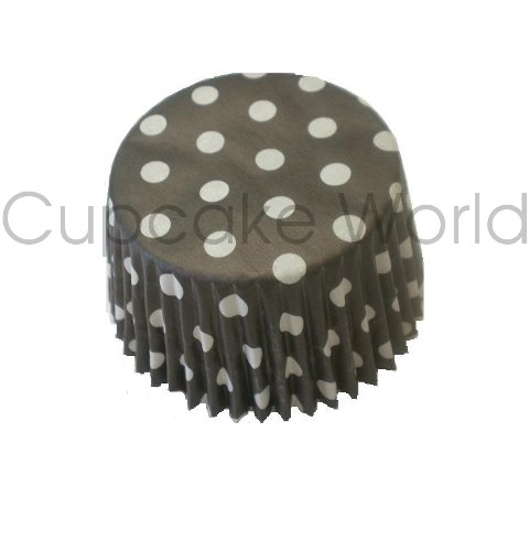 BLACK POLKA DOTS PAPER MUFFIN CUPCAKE CASES PETIT 50PCS - Click Image to Close